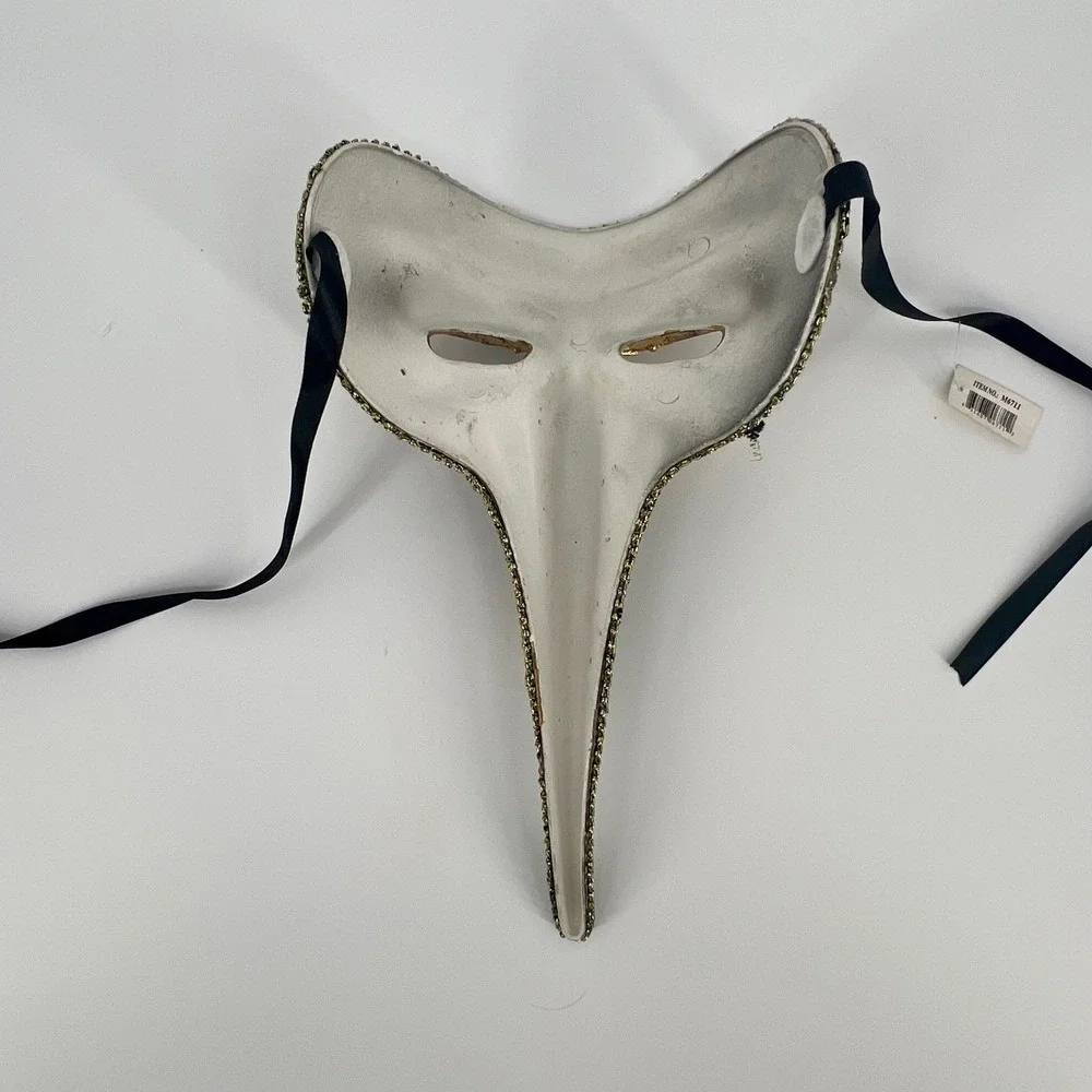 Plague Doctor Long Beak Masquerage Mask New Orleans French Quarter Gold - NEW